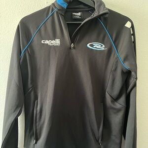 Capelli of New York Men's Black Quarter-Zip Pullover with Blue Accents